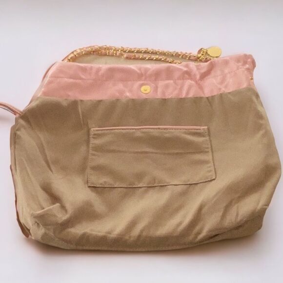 WOMENS NEW LARGE SHOULDER TOTE HANDBAG CHAIN LIGHT PINK SOFT LEATHER WITH POUCH - Picture 8 of 12